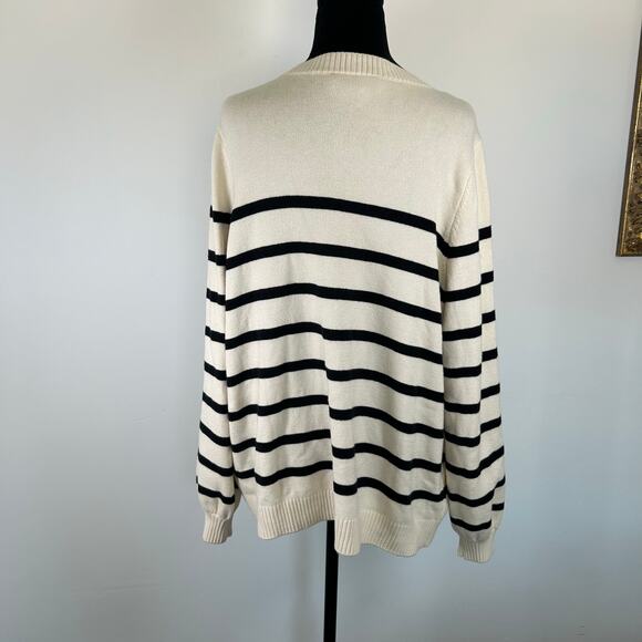 Lane Bryant Cream & Black Striped Cardigan, Sz 14/16 - Picture 3 of 8